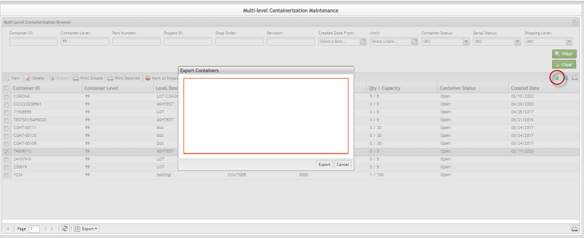 Export Multiple Containers