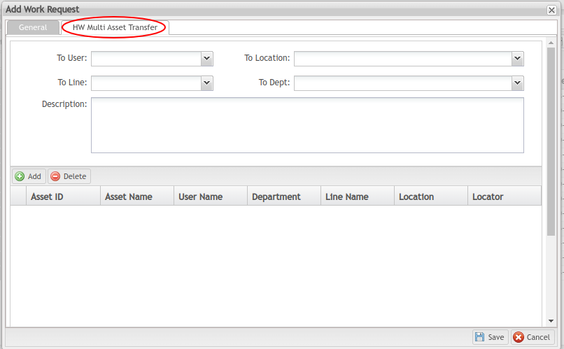 Figure 4: Specify Asset Transfer Data