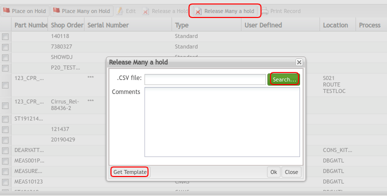 Print-Export Filtered MFG Hold