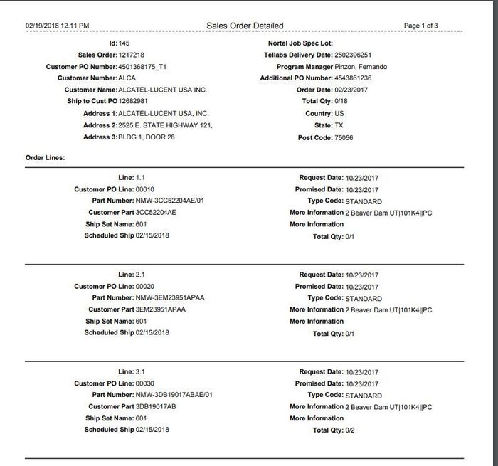 Sales Order Report