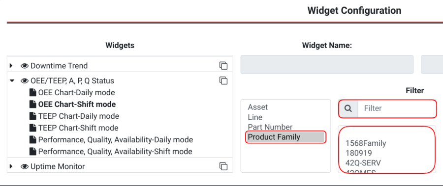 OEE Widget - Product Familiy filter.png