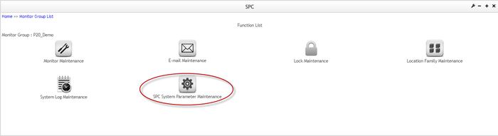 Function List - SPC System Parameter Maintenance